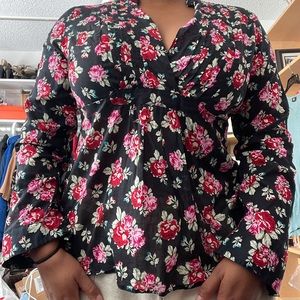 New Floral Ruched Ruffle baby doll top